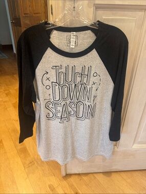 Bella Canvas Gray and Black "Touchdown Season" Raglan Tee